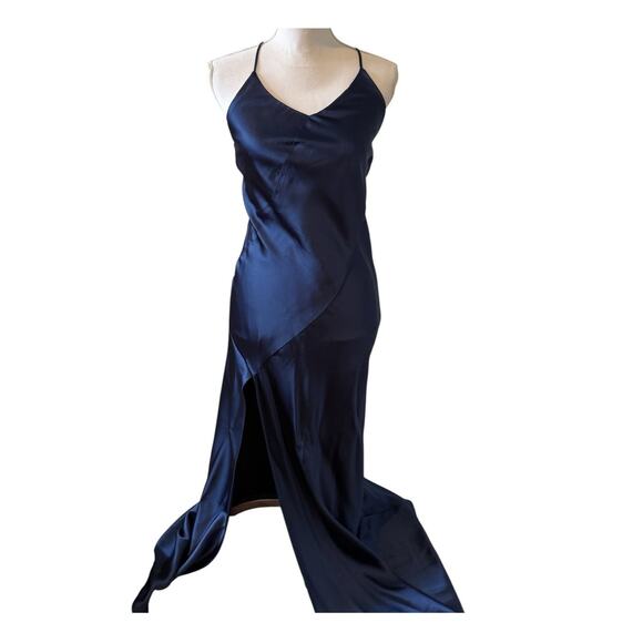 House of Harlow 1960 Revolve Satin slip dress Navy Blue M - Picture 1 of 7